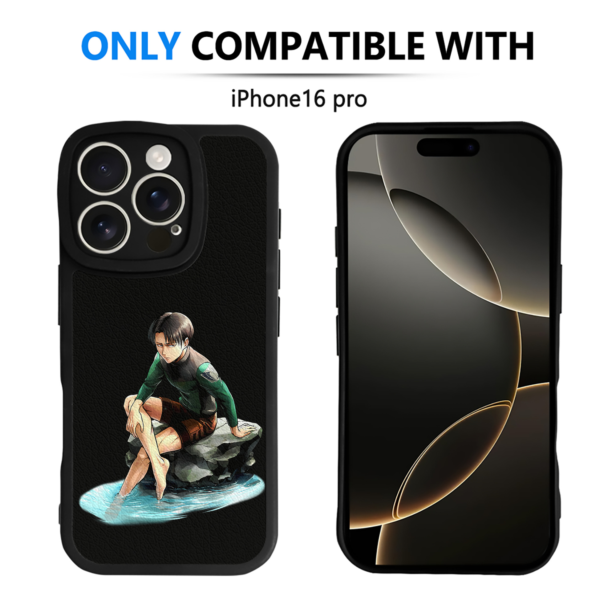 （画像用） 進撃の巨人 リヴァイ·アッカーマン Attack on Titan Levi Ackerman 【iPhone 16シリーズ対応】シリコンスマホケース（レザー調） 材質：シリコン